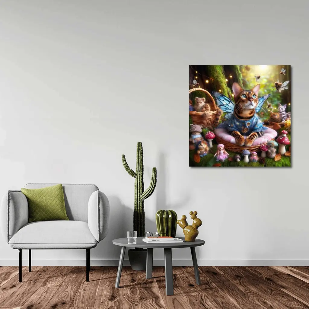 Bengal Cat Fairy Wings Enchanted Forest – Wall Art