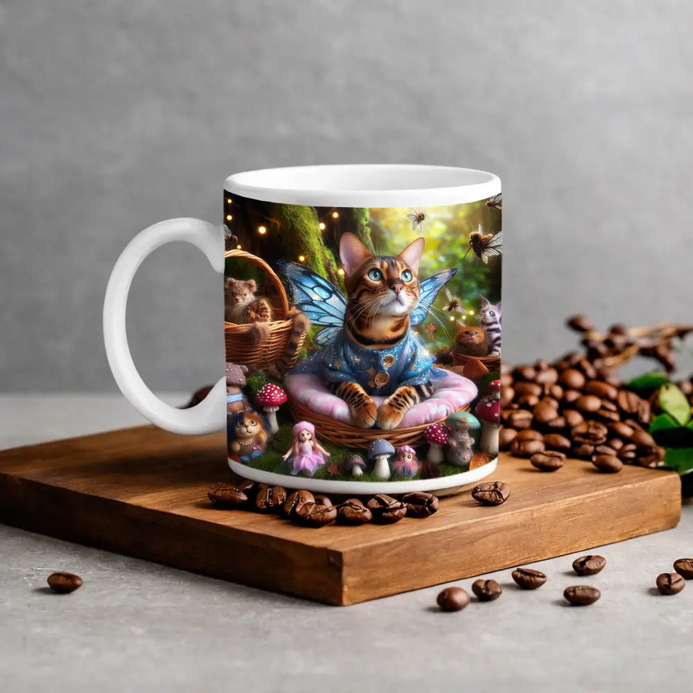 Bengal Cat Fairy Wings Enchanted Forest – Mugs