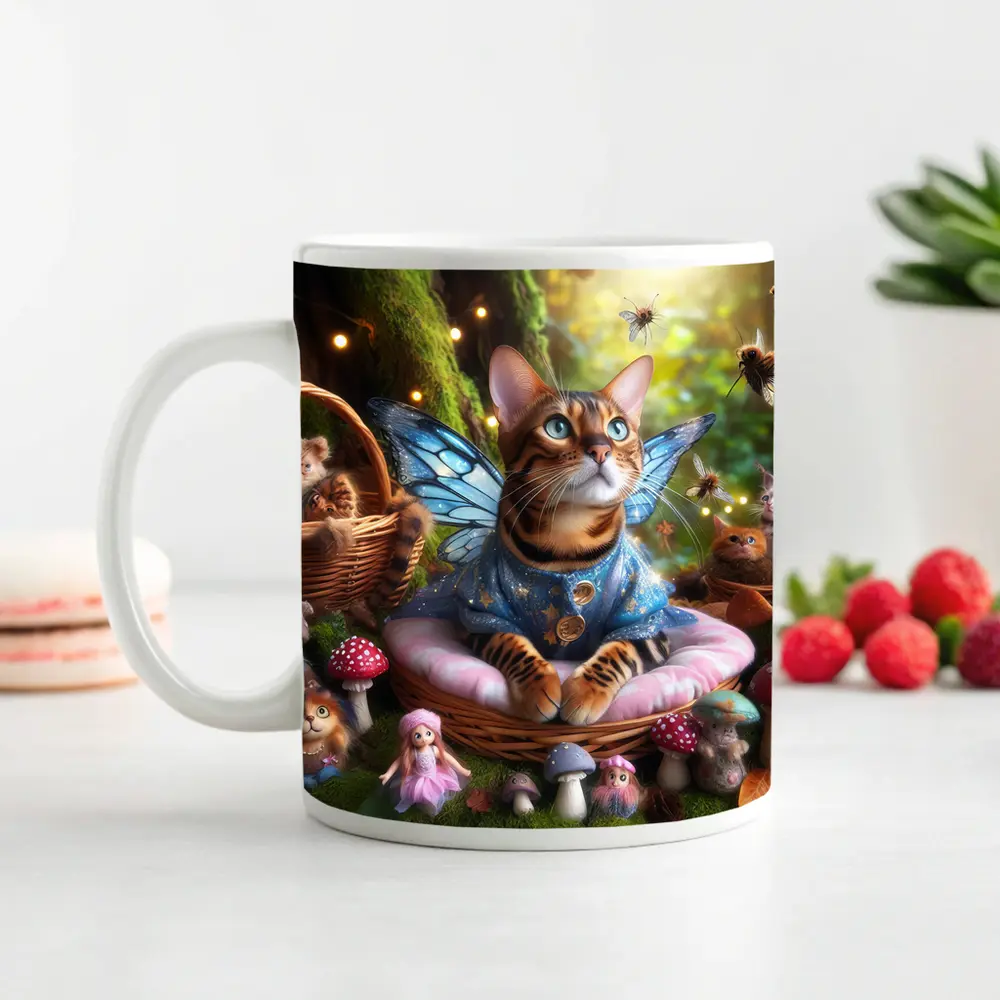 Bengal Cat Fairy Wings Enchanted Forest – Mugs
