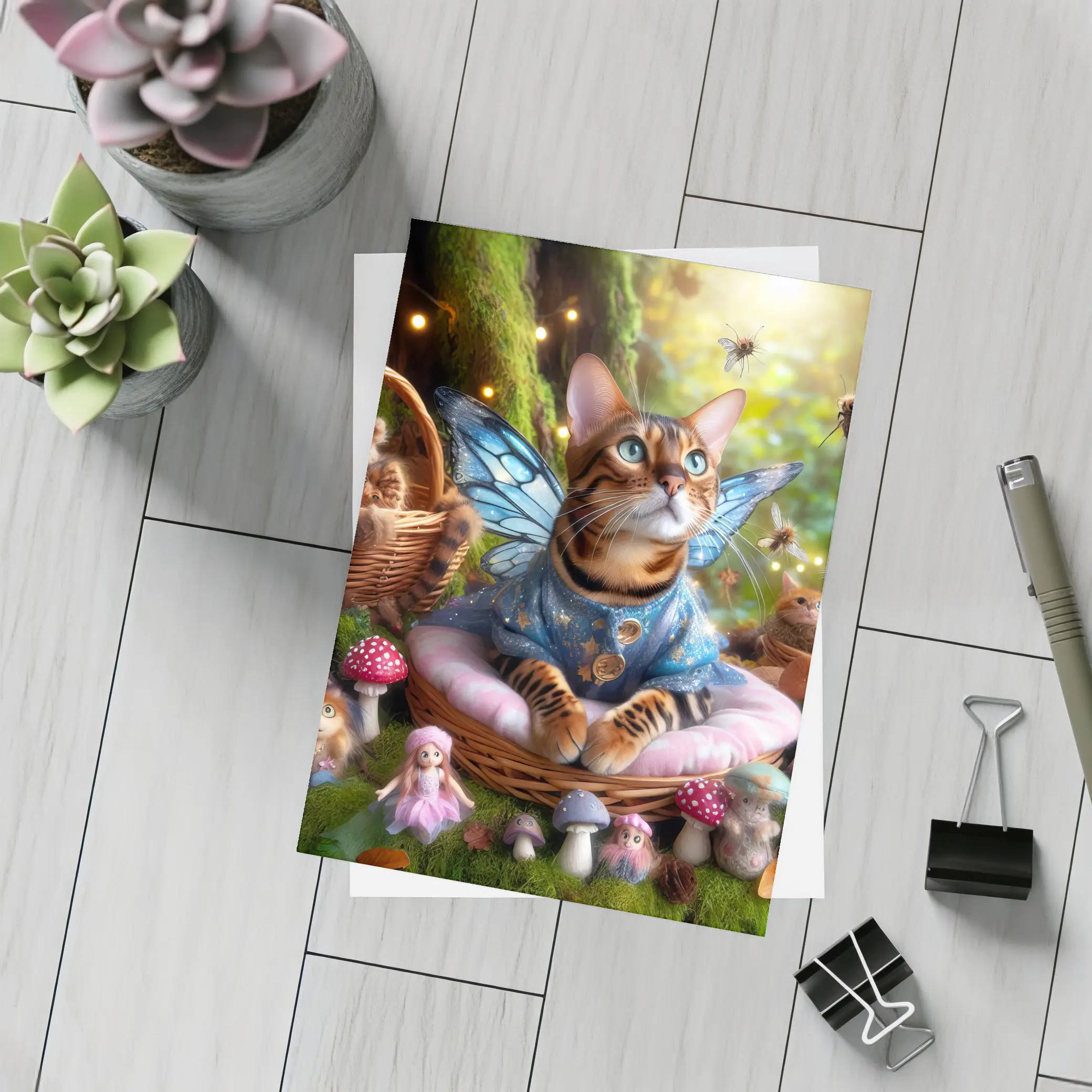 Bengal Cat Fairy Wings Enchanted Forest – Postcards