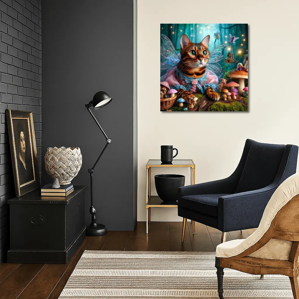 Bengal Cat Fairy Wings Enchanted Forest – Wall Art