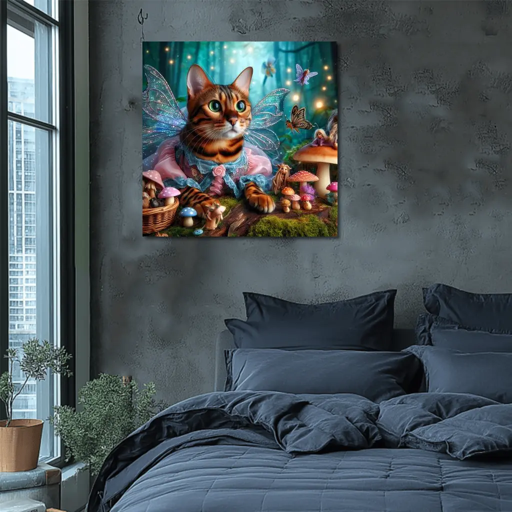 Bengal Cat Fairy Wings Enchanted Forest – Wall Art
