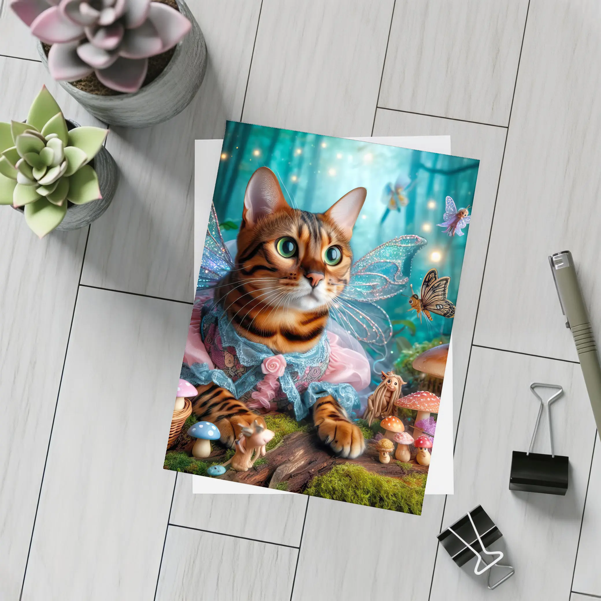 Bengal Cat Fairy Wings Enchanted Forest – Postcards