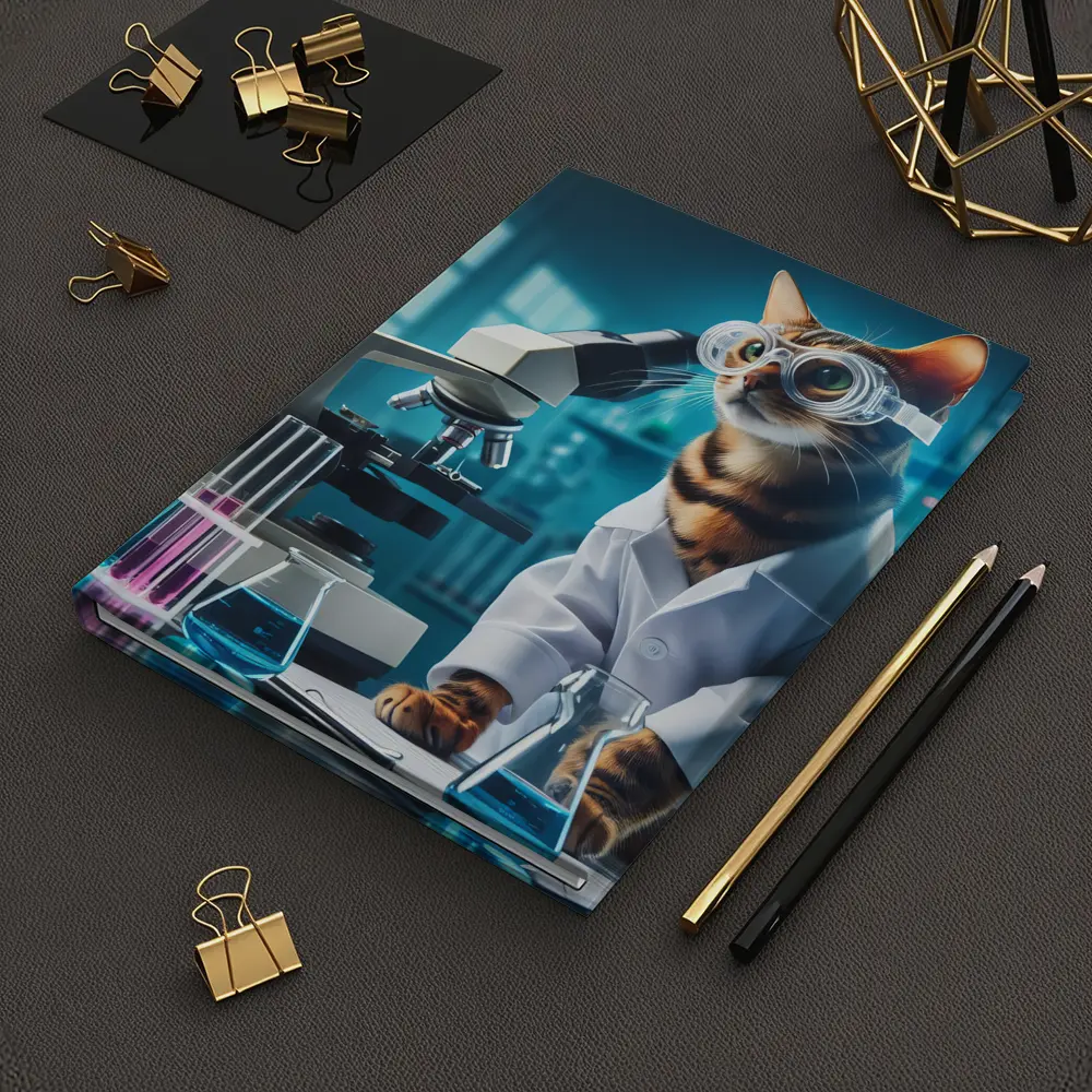 Tabby Cat Scientist Laboratory Microscope Art – Notebooks