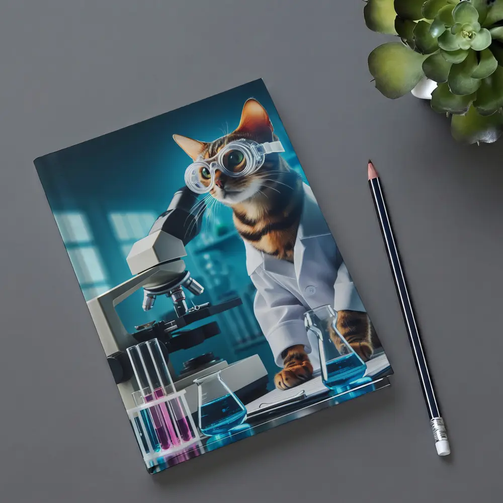 Tabby Cat Scientist Laboratory Microscope Art – Notebooks