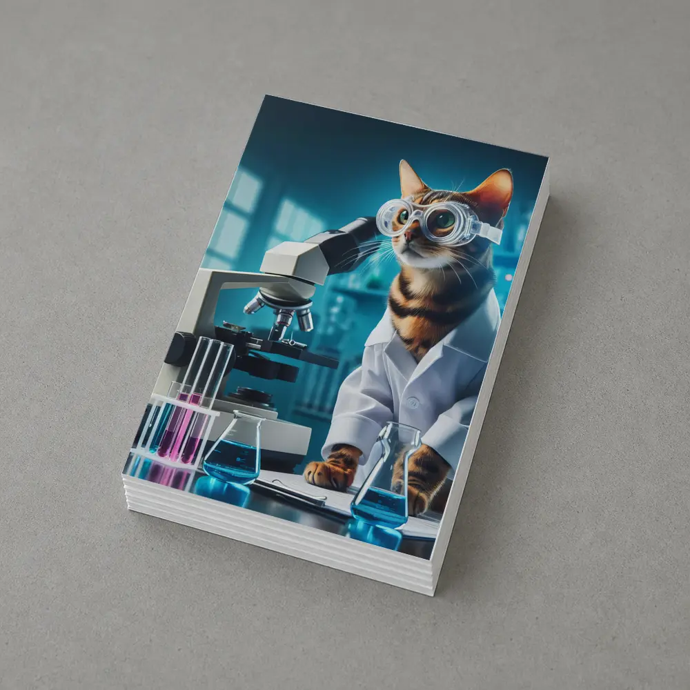 Tabby Cat Scientist Laboratory Microscope Art – Postcards