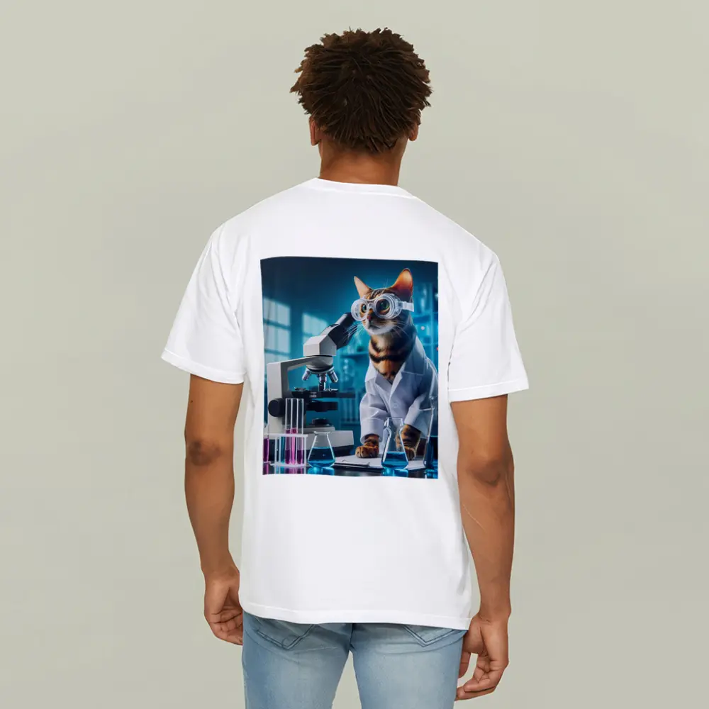 Tabby Cat Scientist Laboratory Microscope Art – T-Shirts