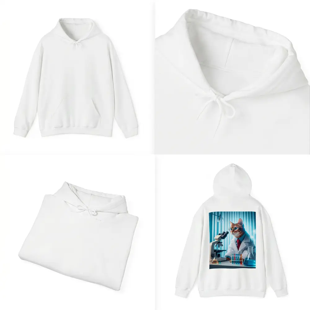 Cat Scientist In Laboratory With Microscope – Hoodies
