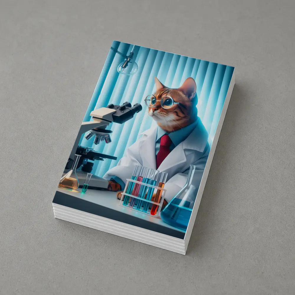 Cat Scientist In Laboratory With Microscope – Postcards