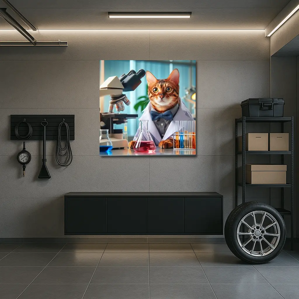 Bengal Cat Scientist Laboratory Coat Microscope – Wall Art