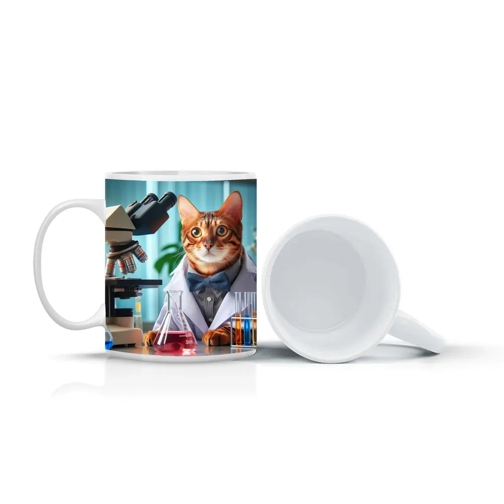 Bengal Cat Scientist Laboratory Coat Microscope – Mugs