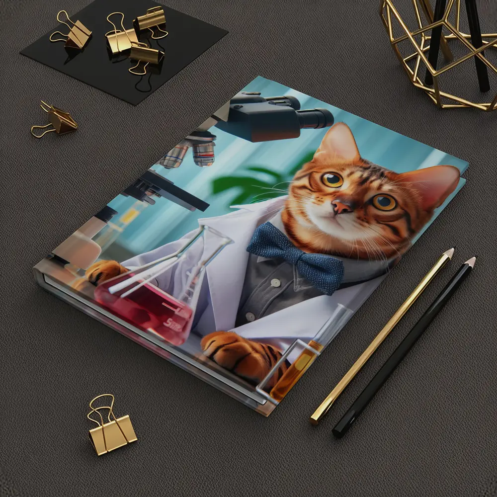 Bengal Cat Scientist Laboratory Coat Microscope – Notebooks
