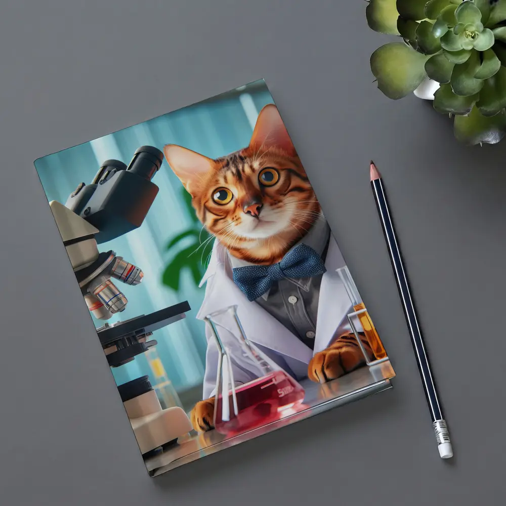 Bengal Cat Scientist Laboratory Coat Microscope – Notebooks