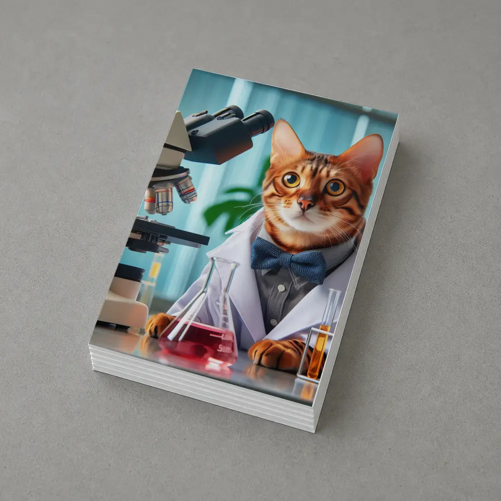 Bengal Cat Scientist Laboratory Coat Microscope – Postcards