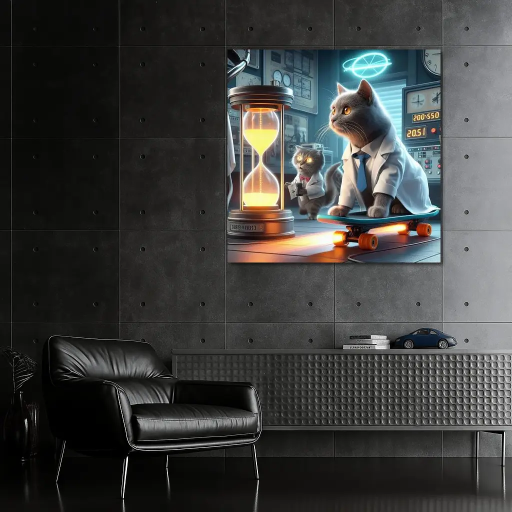 Scientist Cats Time Travel Lab Skateboard – Wall Art