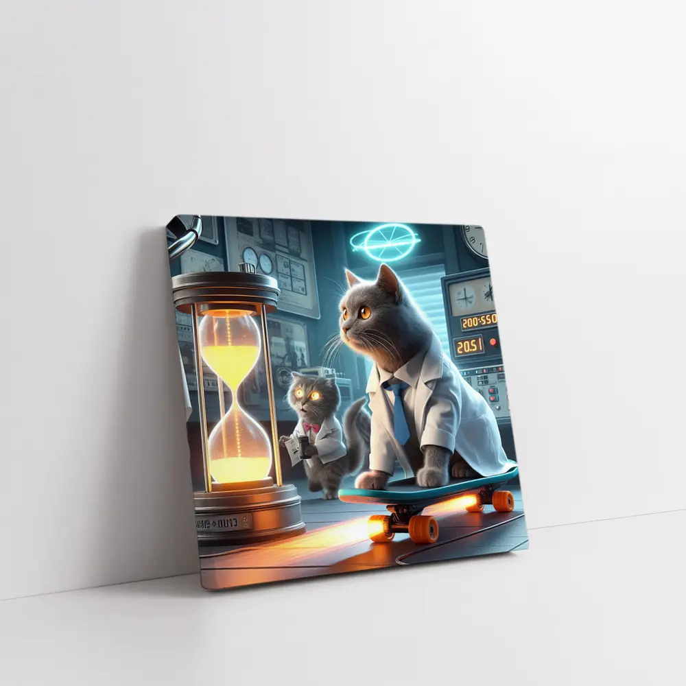 Scientist Cats Time Travel Lab Skateboard – Wall Art