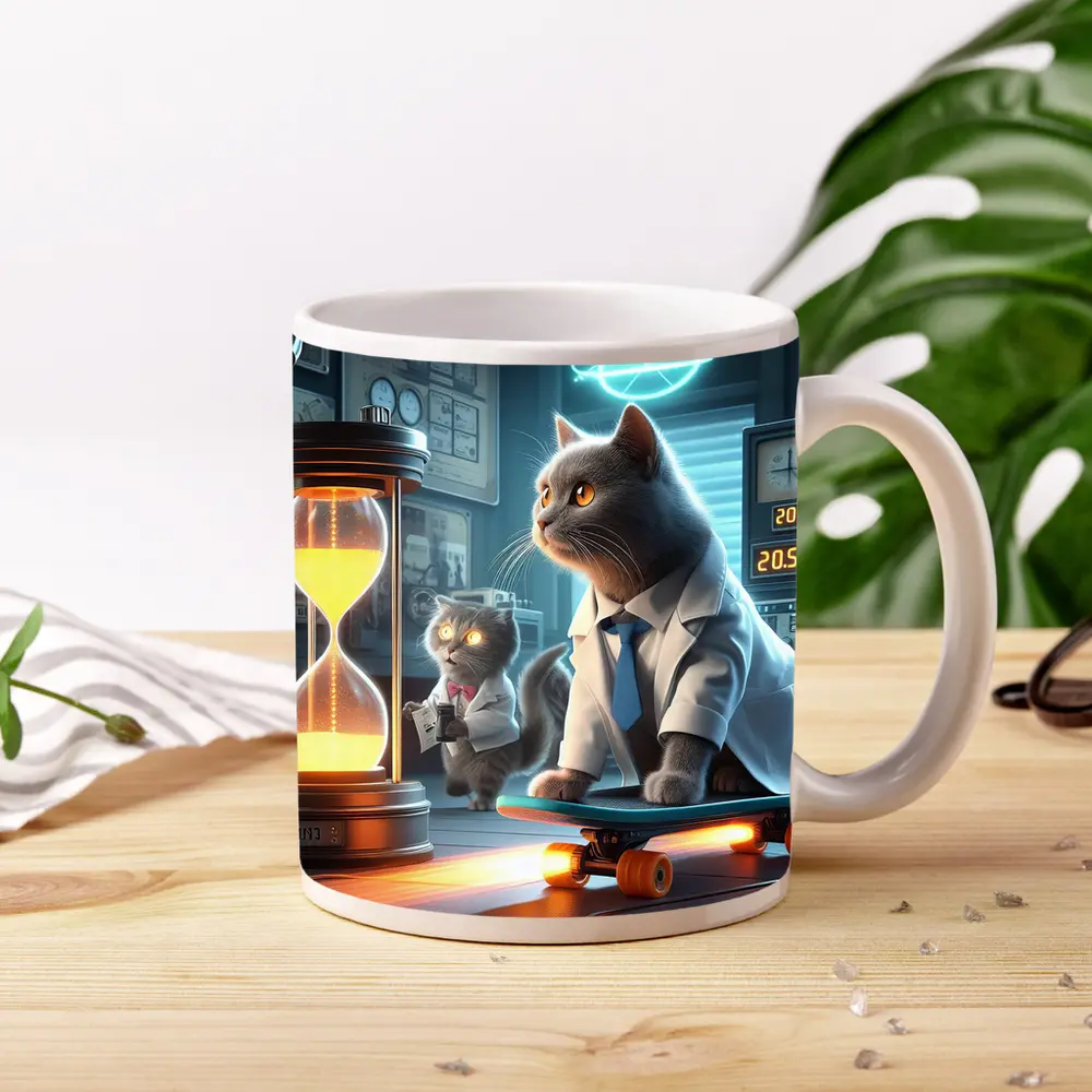 Scientist Cats Time Travel Lab Skateboard – Mugs