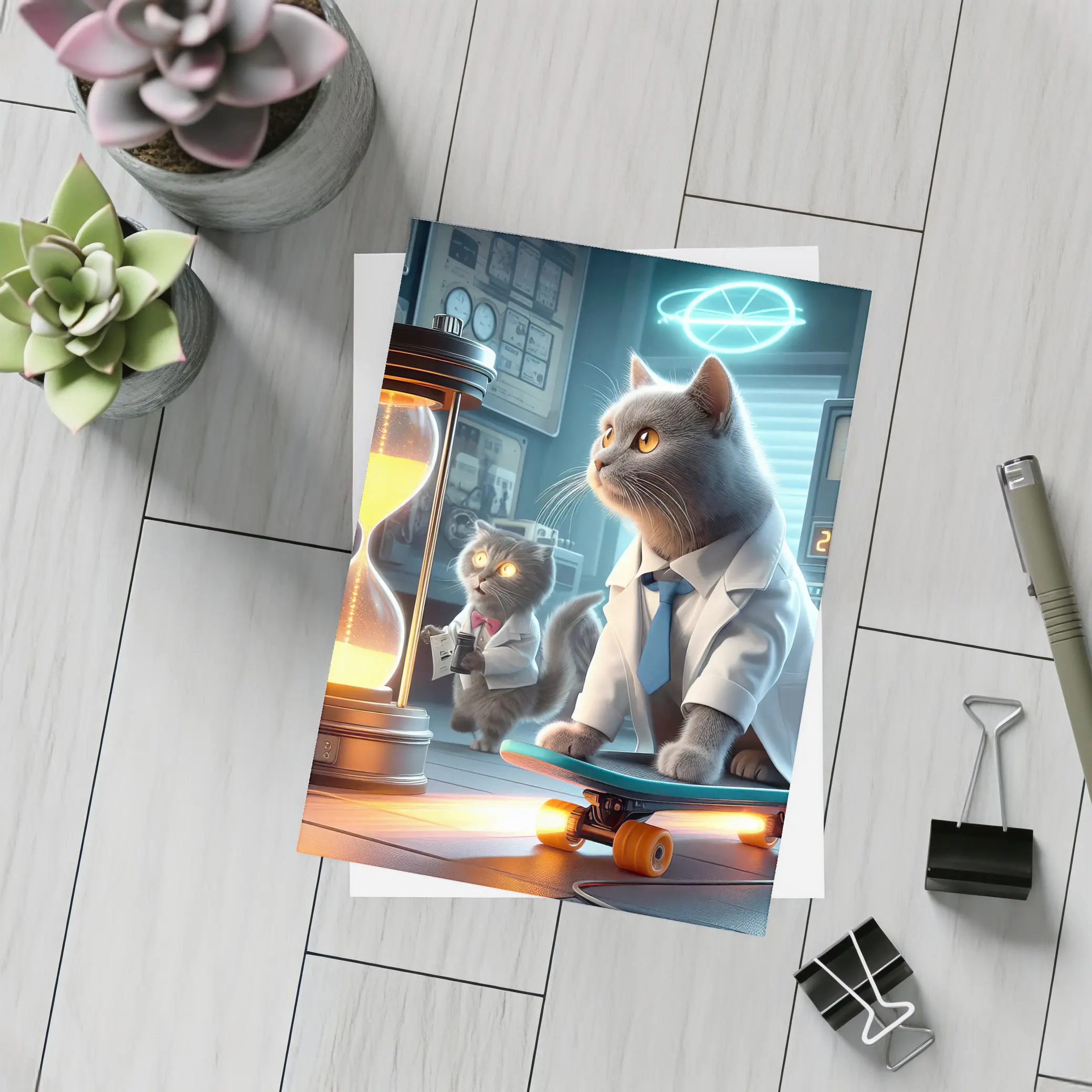 Scientist Cats Time Travel Lab Skateboard – Postcards