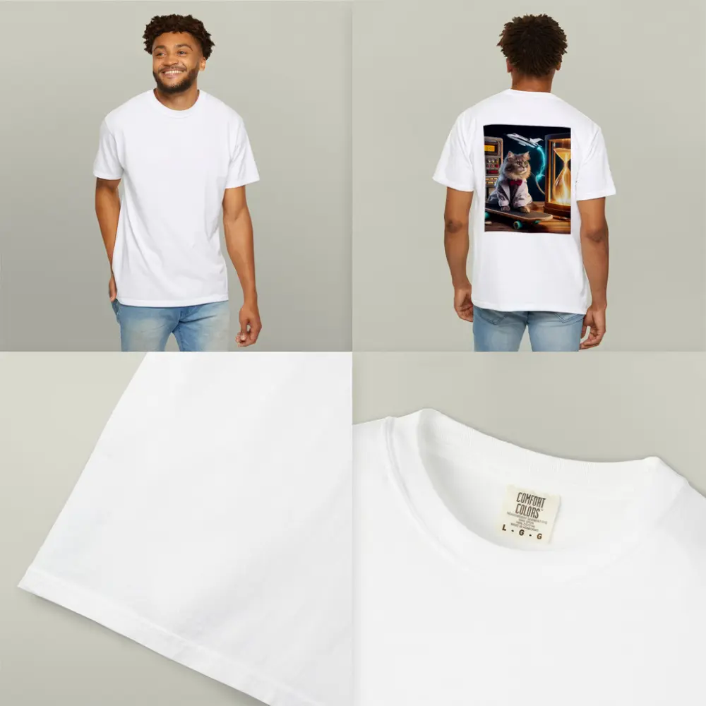 Scientist Cat on Skateboard Time Machine – T-Shirts