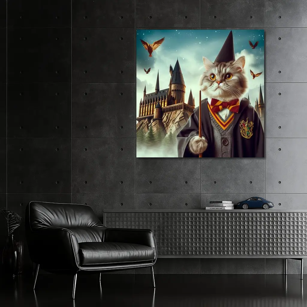 Wizard Cat in Robes at Magic Castle – Wall Art