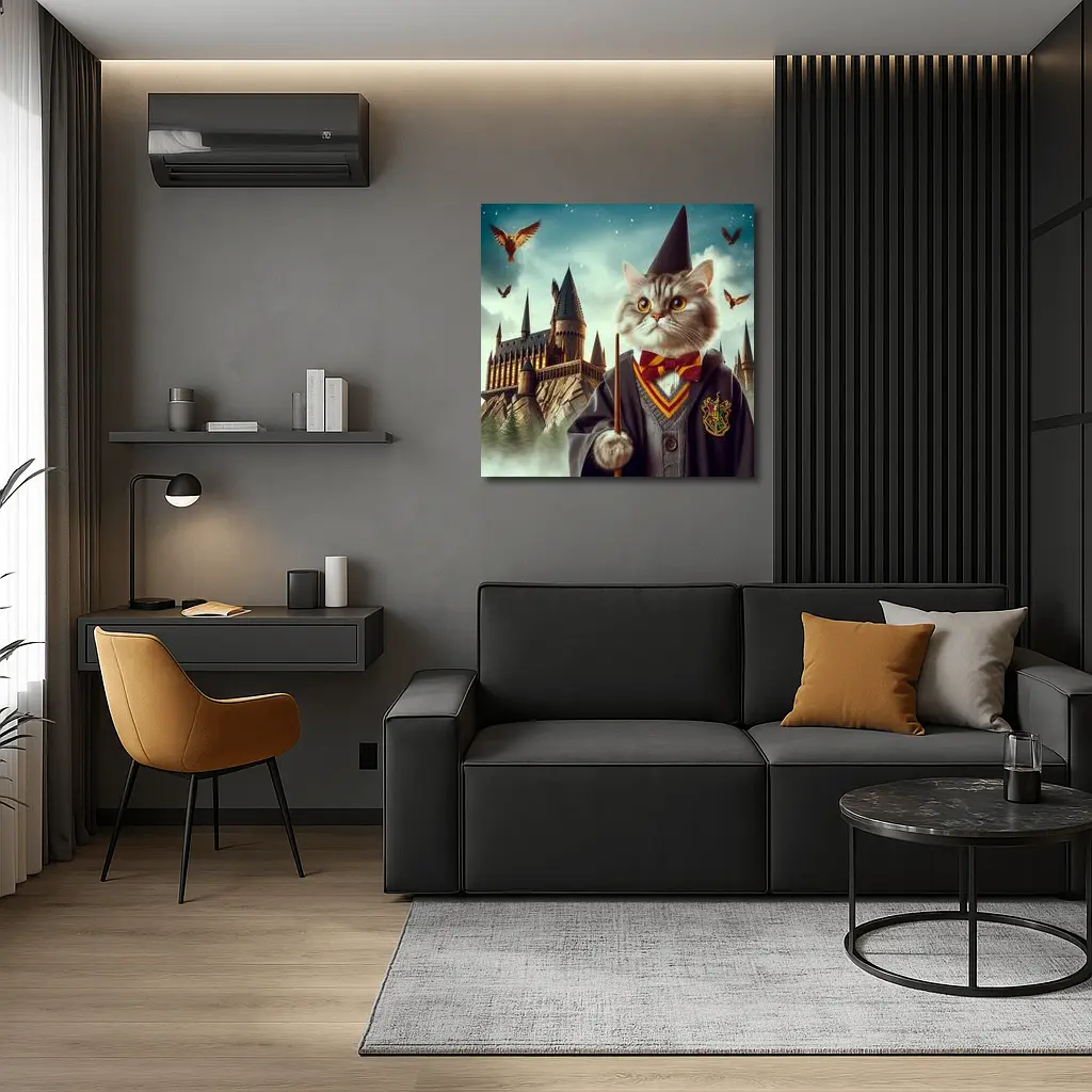 Wizard Cat in Robes at Magic Castle – Wall Art