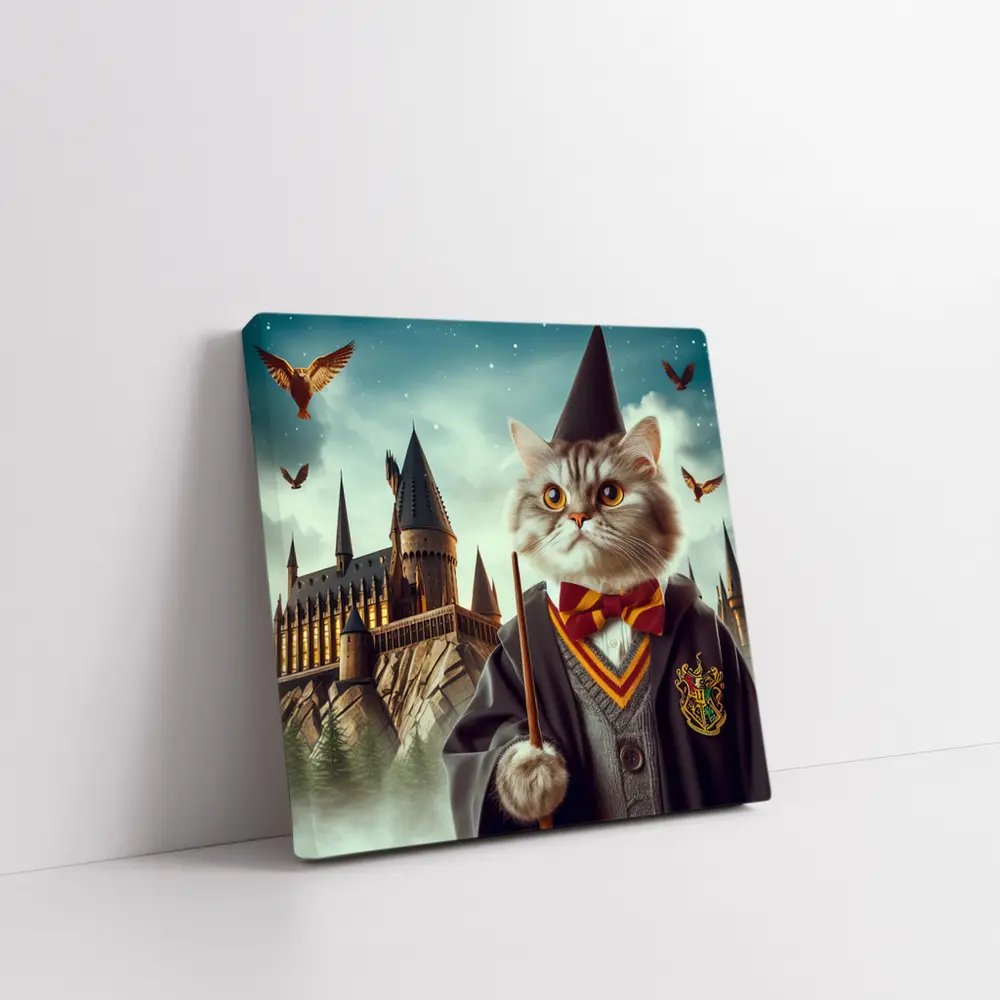 Wizard Cat in Robes at Magic Castle – Wall Art