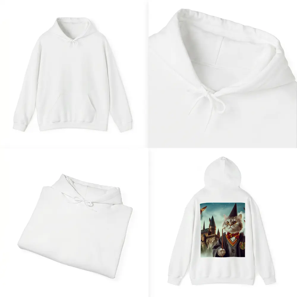 Wizard Cat in Robes at Magic Castle – Hoodies