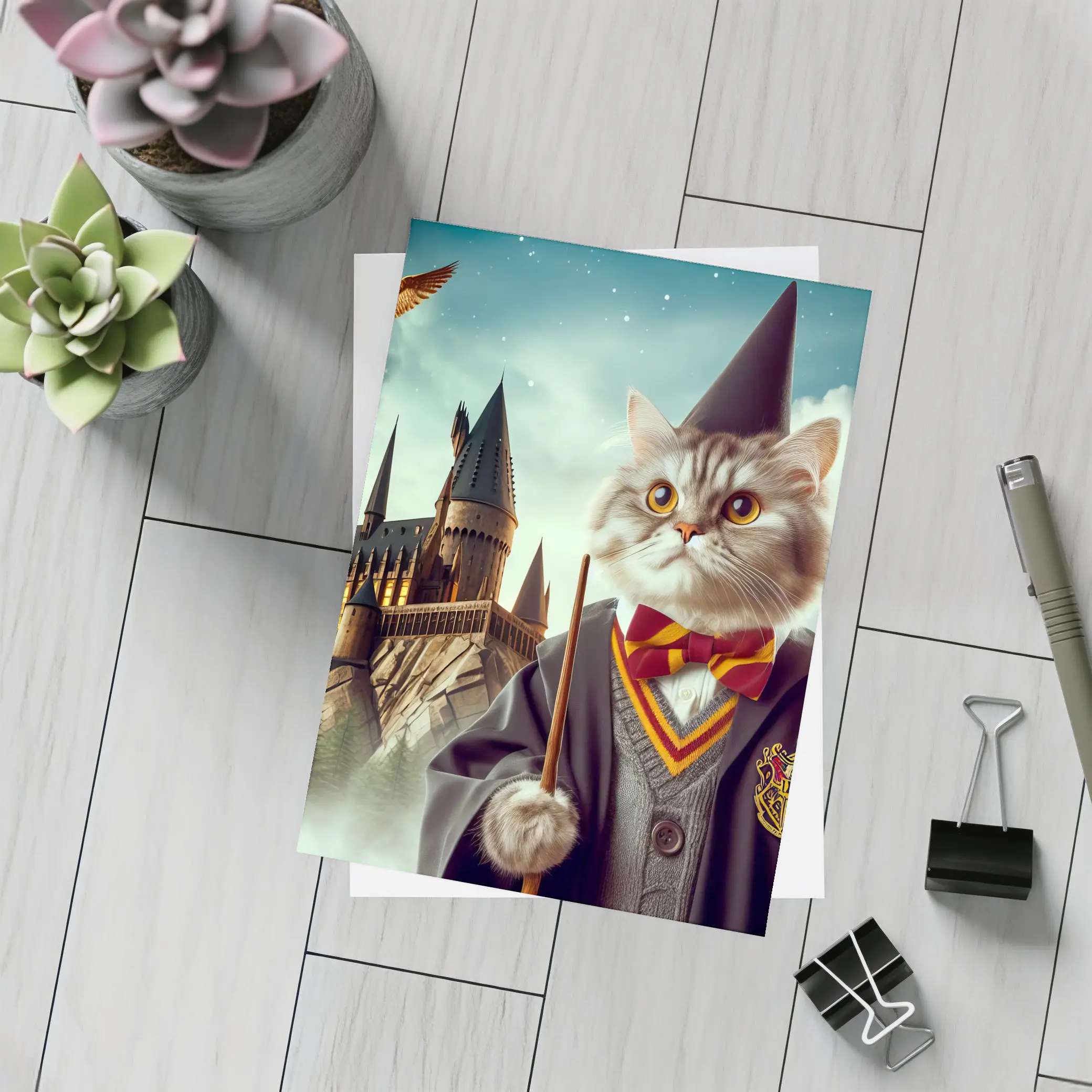 Wizard Cat in Robes at Magic Castle – Postcards
