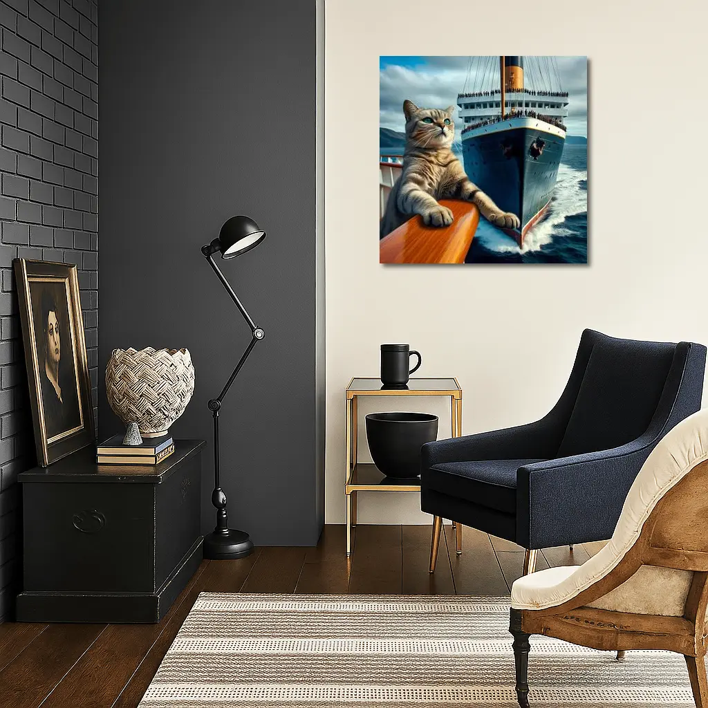 Cat on Cruise Ship Ocean Adventure – Wall Art