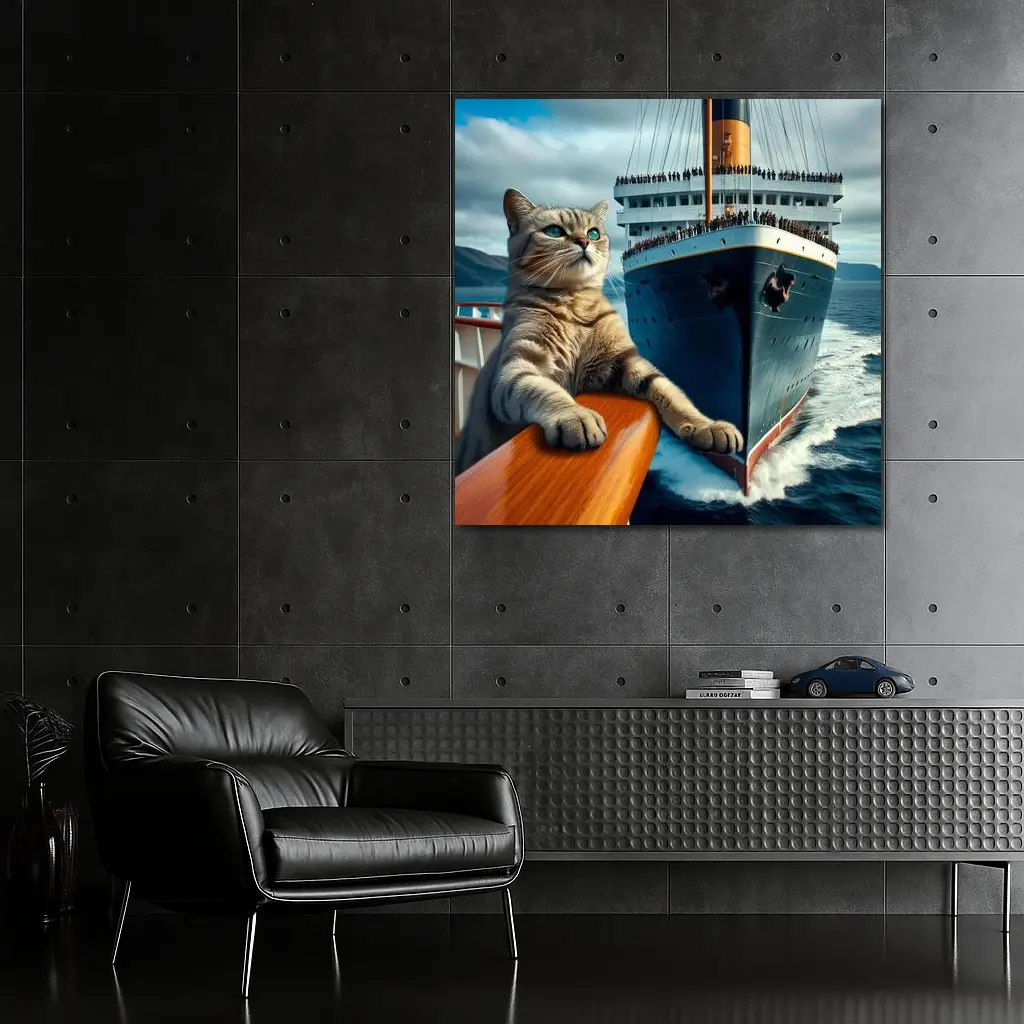 Cat on Cruise Ship Ocean Adventure – Wall Art