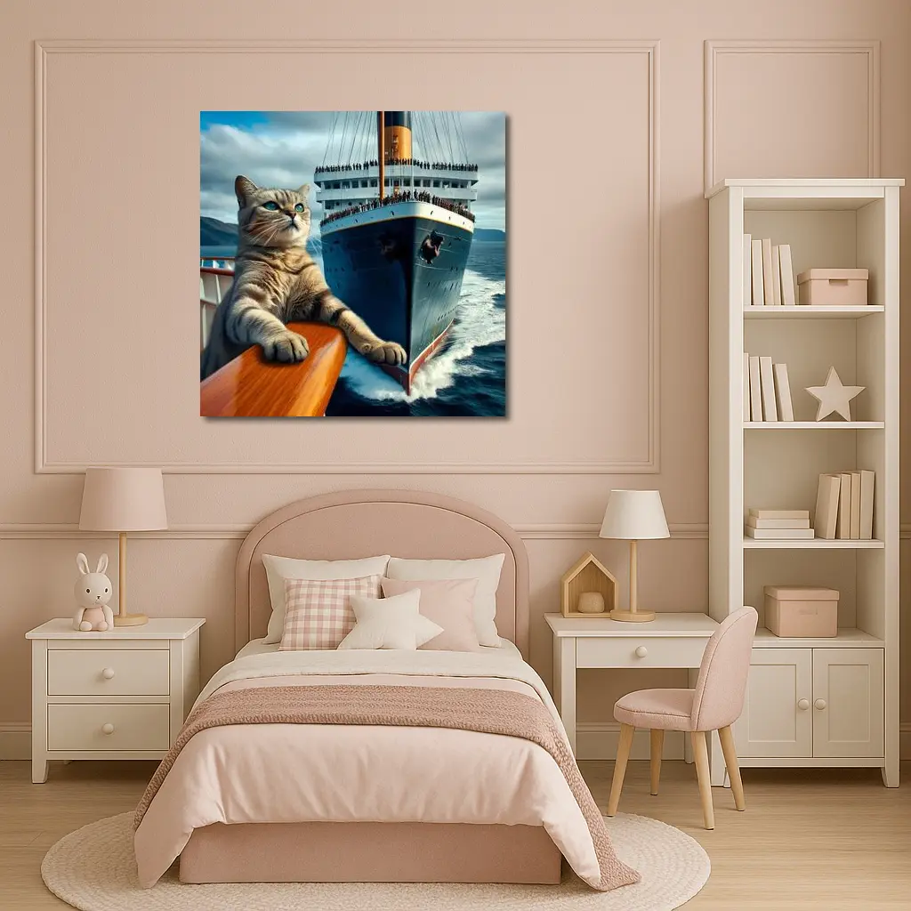 Cat on Cruise Ship Ocean Adventure – Wall Art