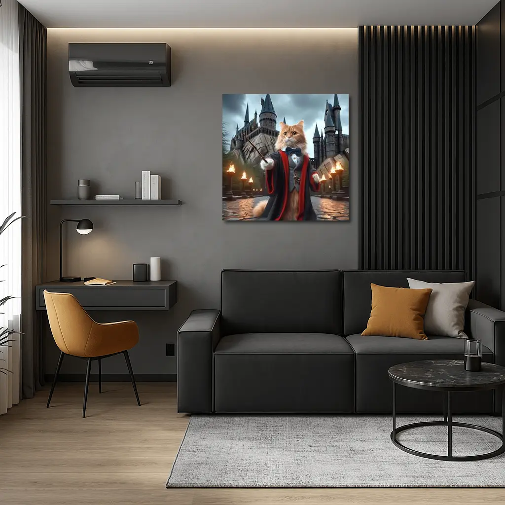 Orange Cat Wizard Robes Magic Castle – Wall Art