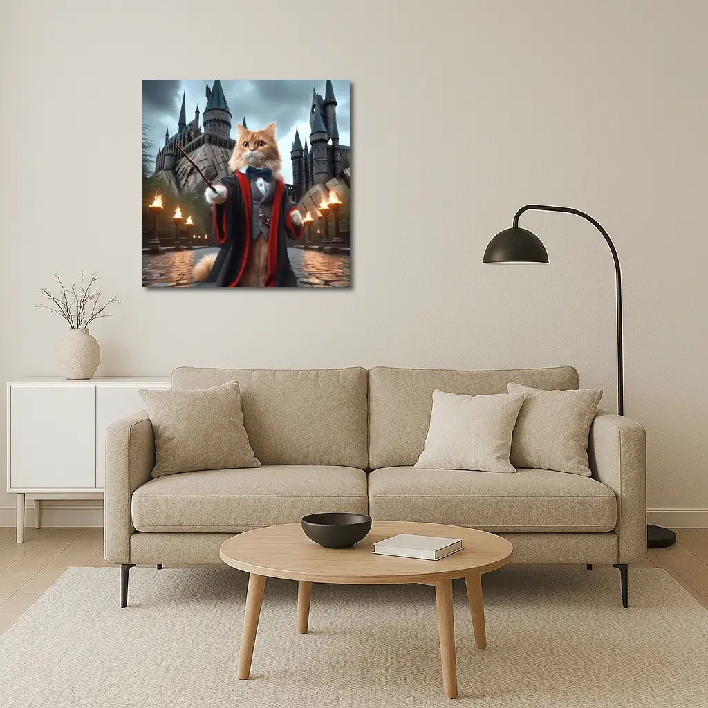 Orange Cat Wizard Robes Magic Castle – Wall Art