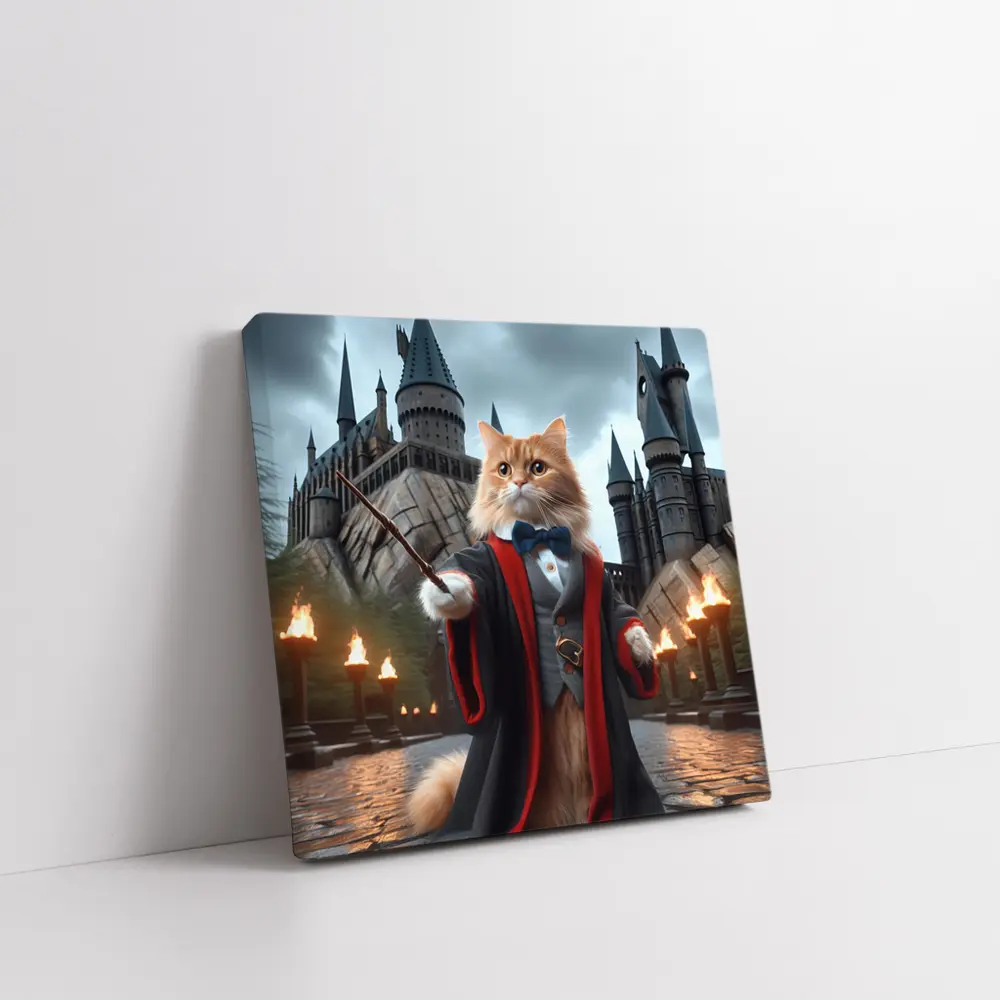 Orange Cat Wizard Robes Magic Castle – Wall Art