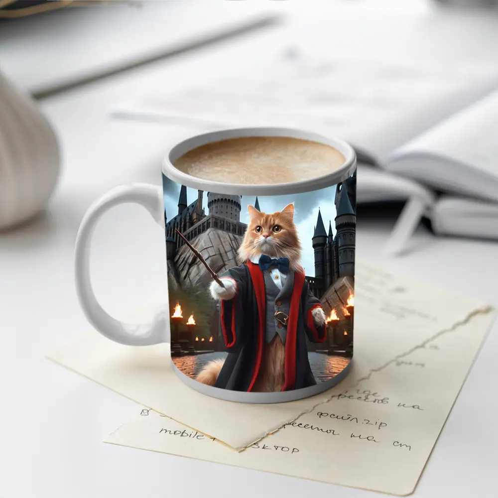 Orange Cat Wizard Robes Magic Castle – Mugs