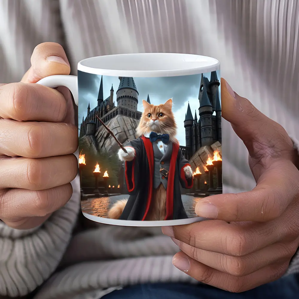 Orange Cat Wizard Robes Magic Castle – Mugs