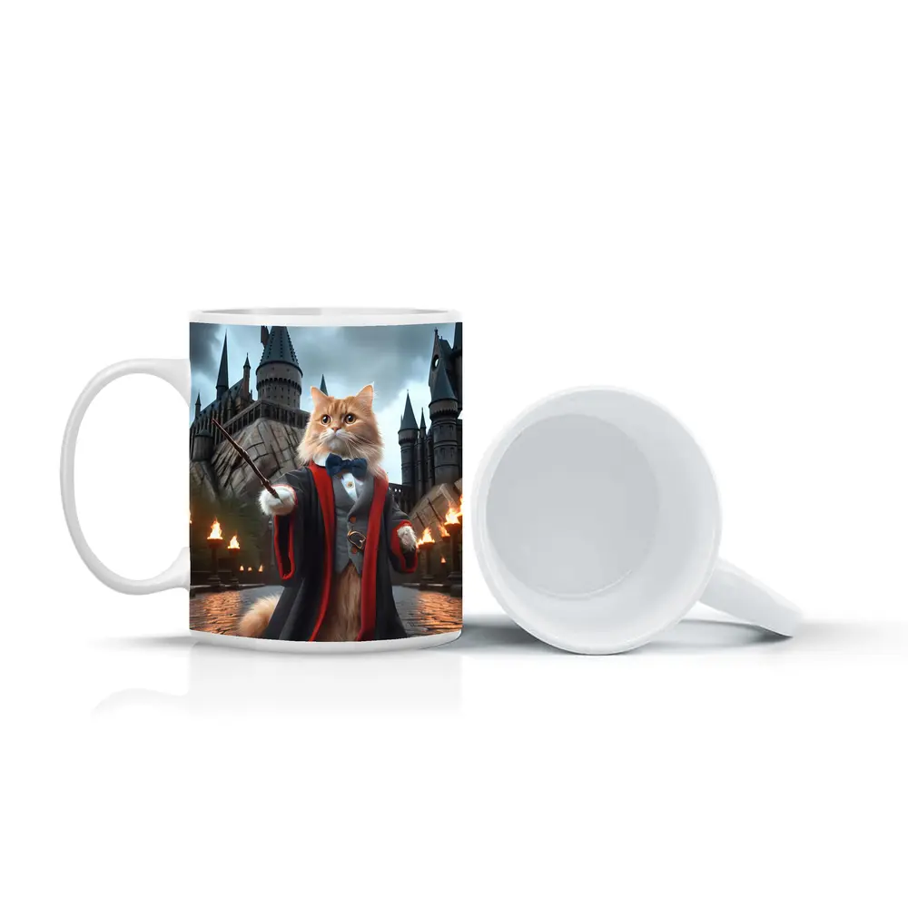 Orange Cat Wizard Robes Magic Castle – Mugs