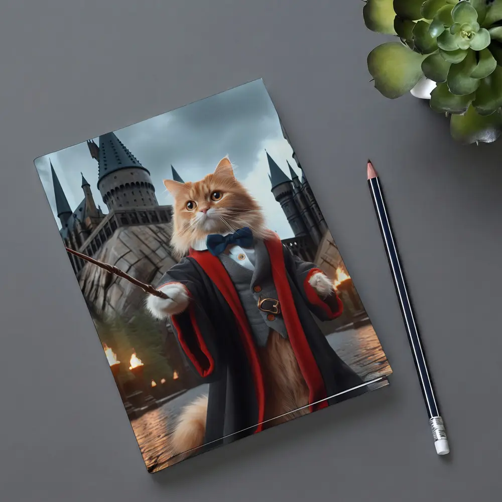 Orange Cat Wizard Robes Magic Castle – Notebooks