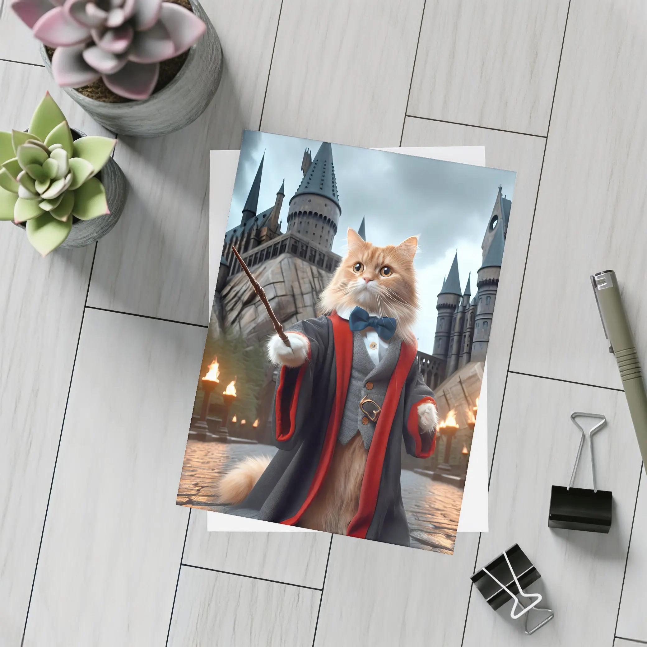 Orange Cat Wizard Robes Magic Castle – Postcards