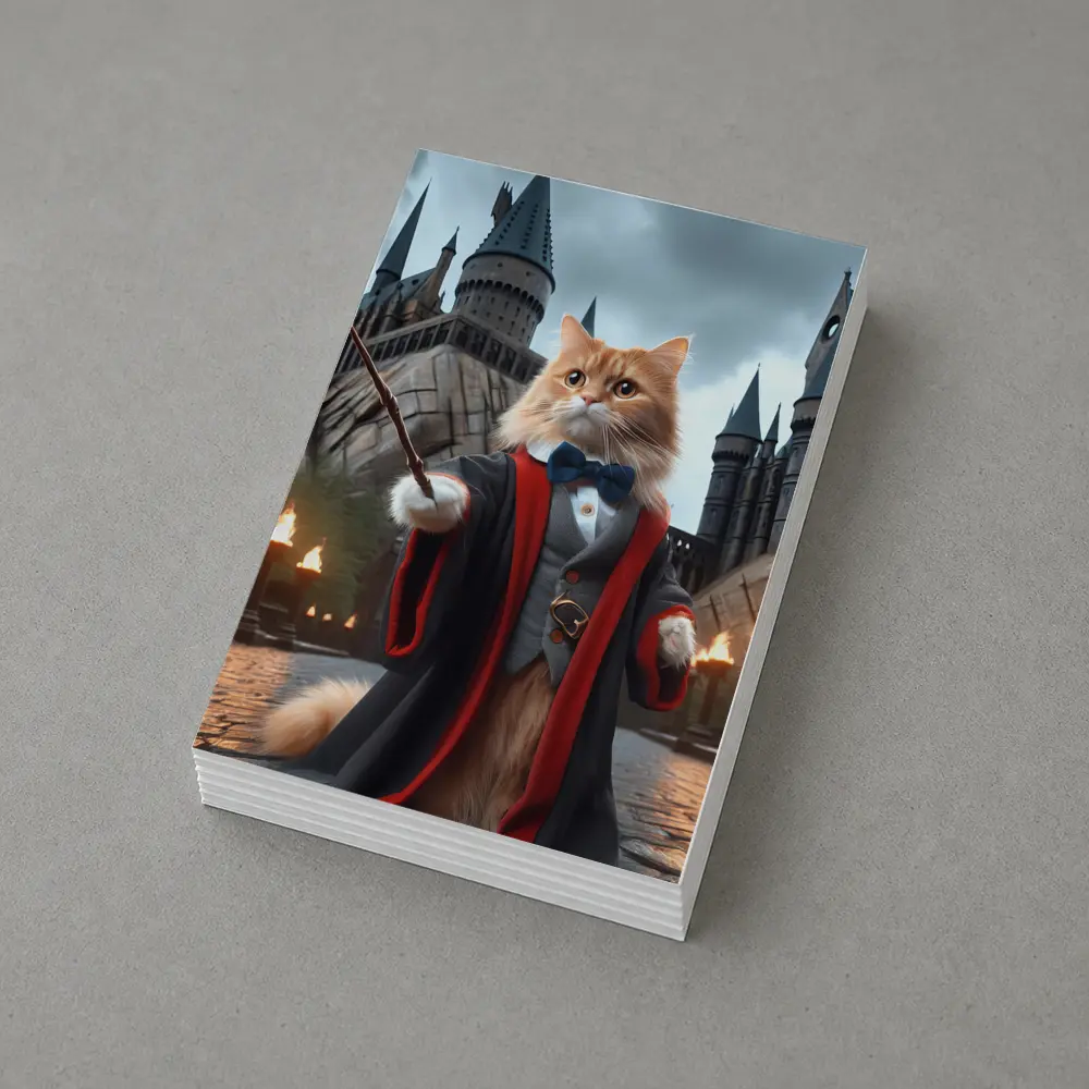 Orange Cat Wizard Robes Magic Castle – Postcards