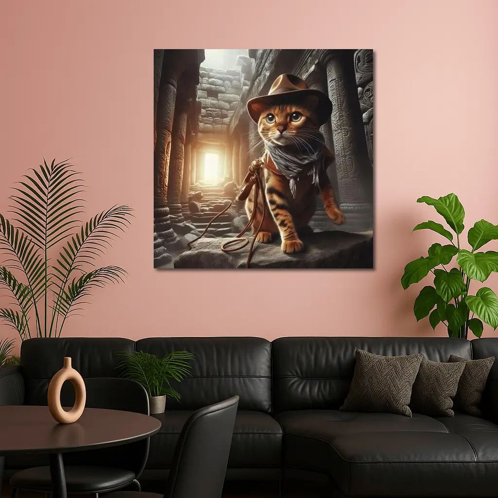 Bengal Cat Explorer Ancient Temple Ruins – Wall Art
