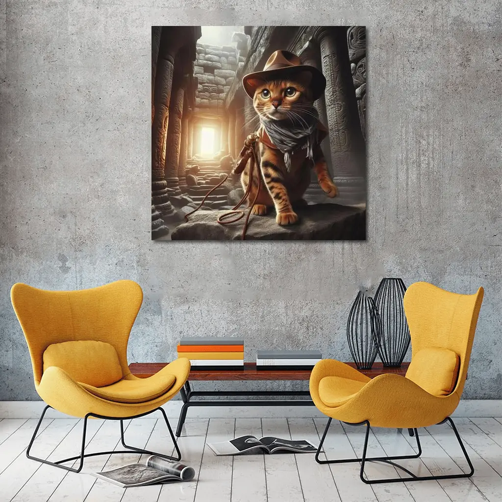Bengal Cat Explorer Ancient Temple Ruins – Wall Art
