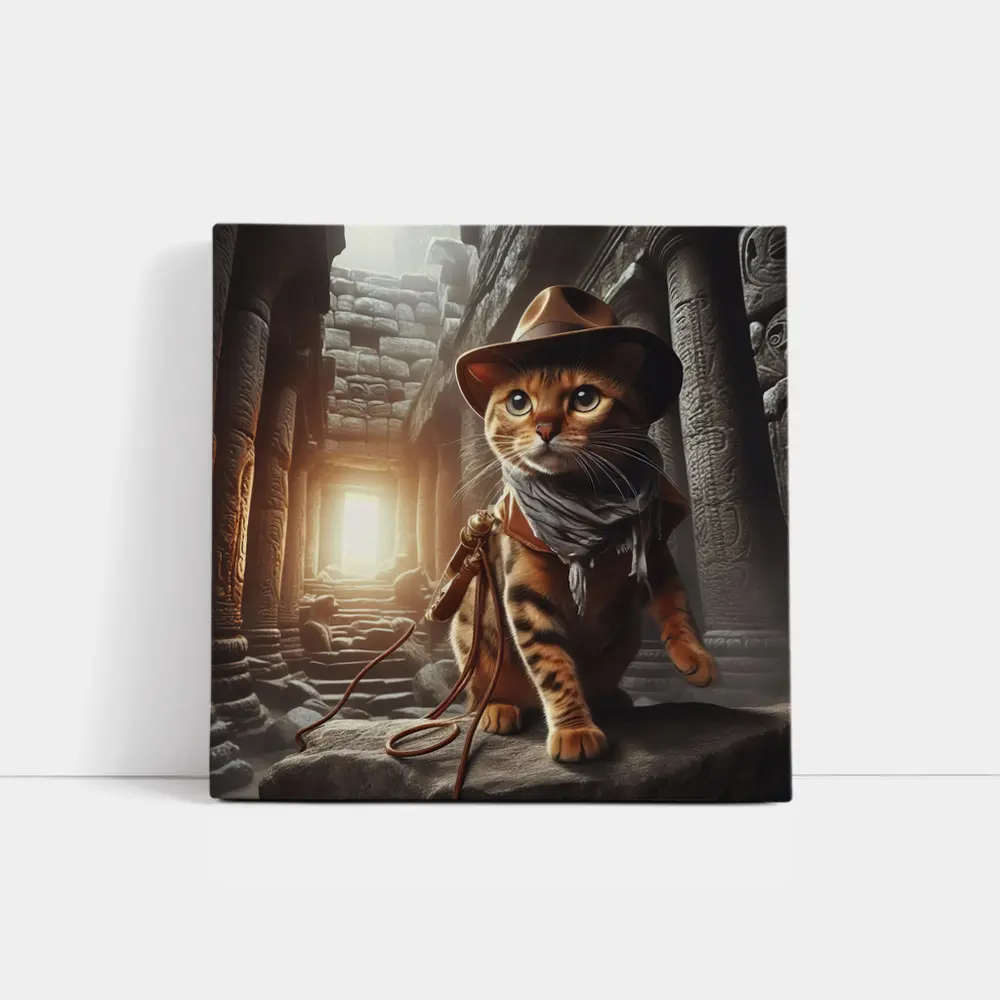 Bengal Cat Explorer Ancient Temple Ruins – Wall Art
