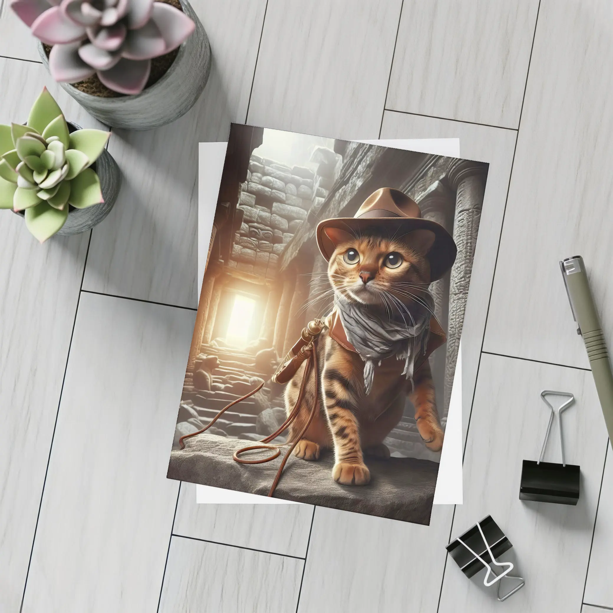 Bengal Cat Explorer Ancient Temple Ruins – Postcards
