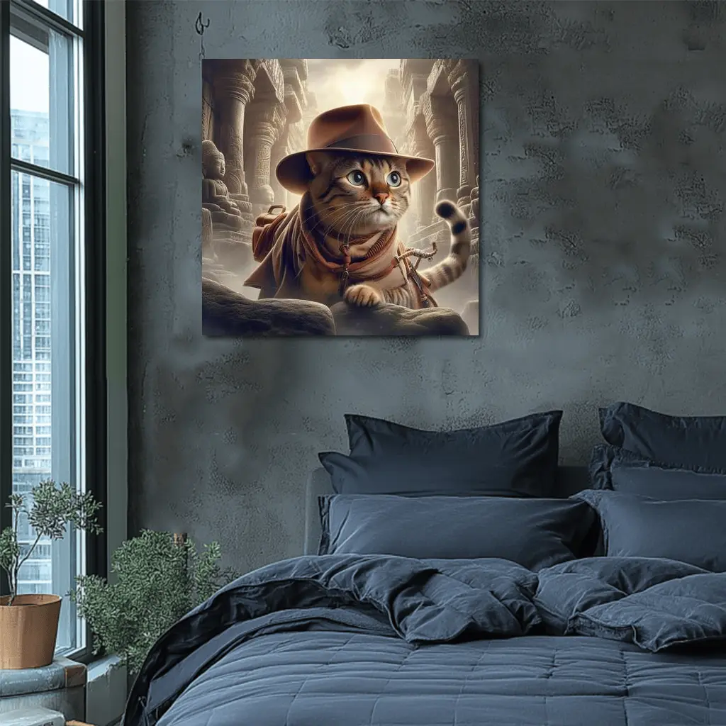Adventure Cat Explorer Ancient Temple Ruins – Wall Art