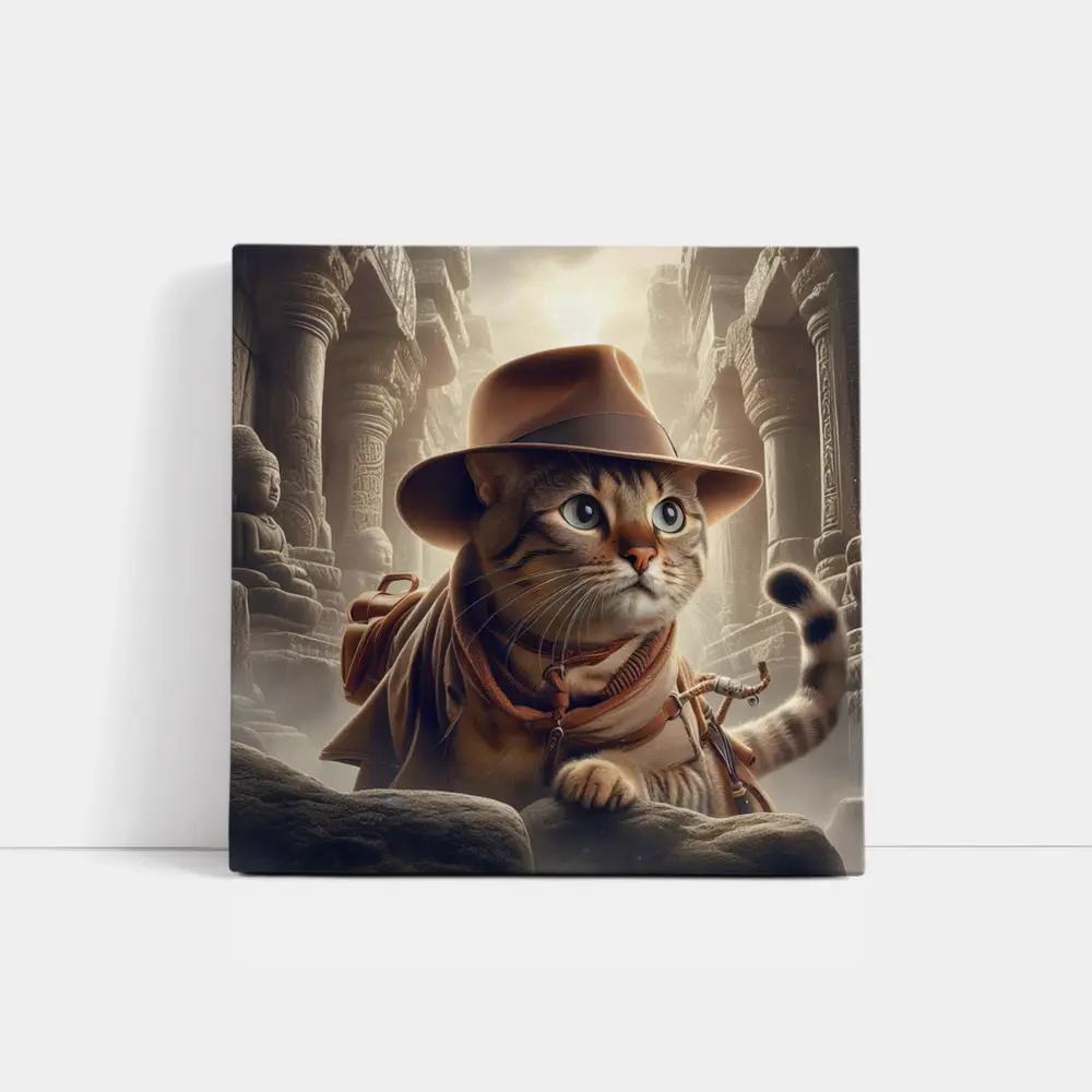 Adventure Cat Explorer Ancient Temple Ruins – Wall Art