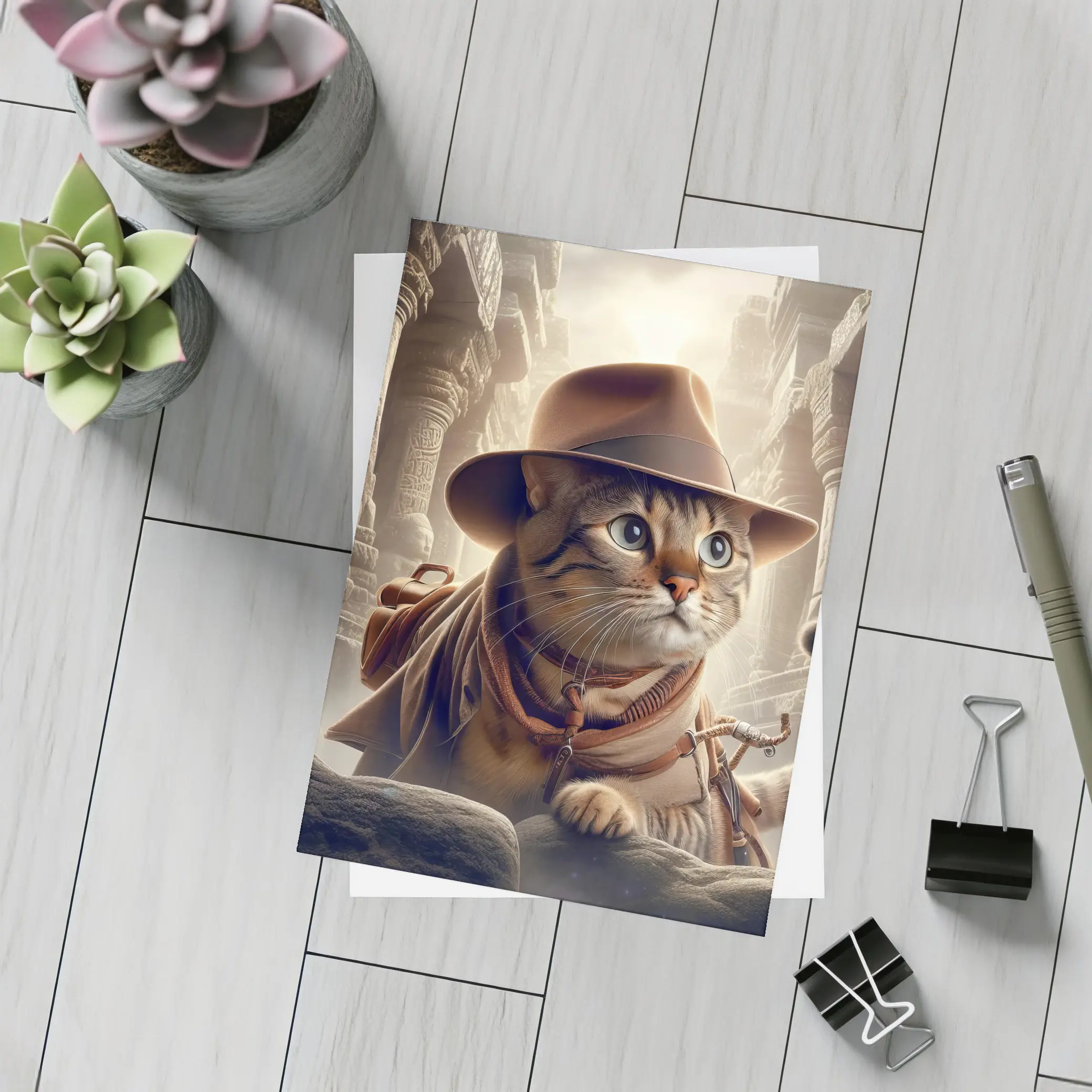 Adventure Cat Explorer Ancient Temple Ruins – Postcards