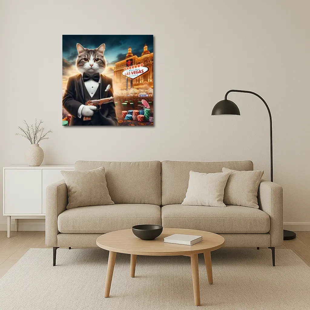 Tuxedo Cat Secret Agent Las Vegas Casino – Wall Art