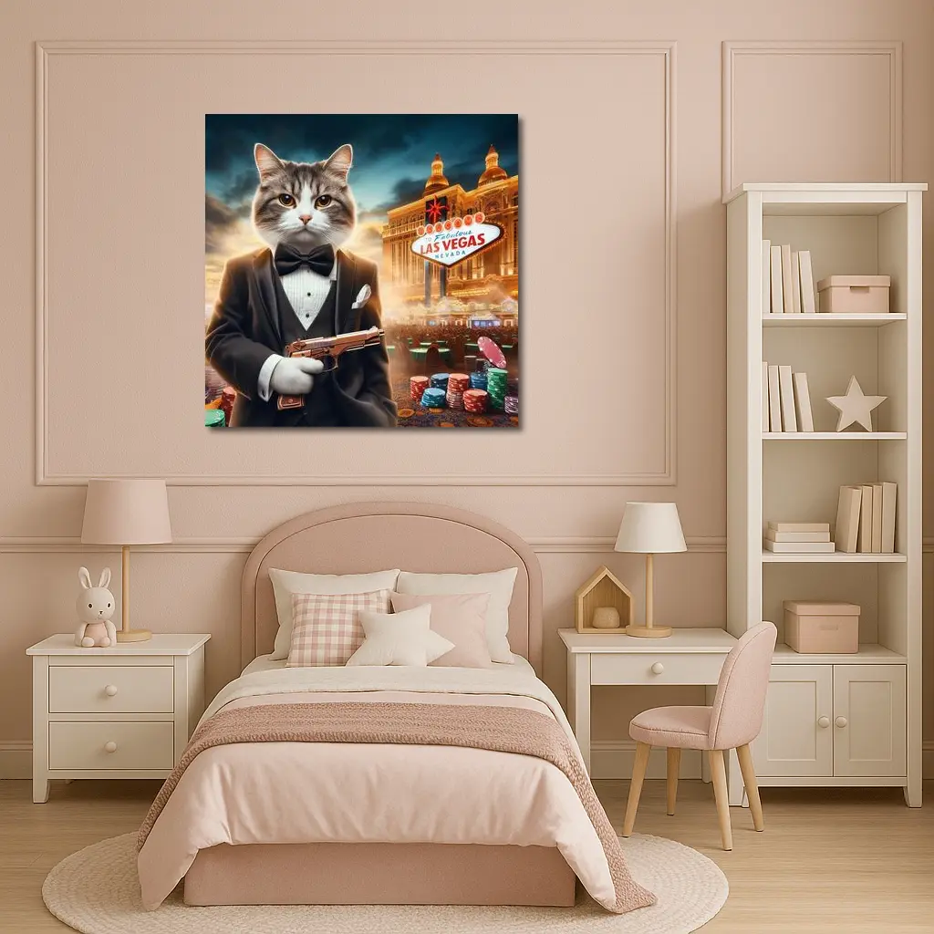 Tuxedo Cat Secret Agent Las Vegas Casino – Wall Art
