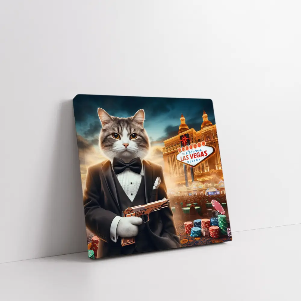 Tuxedo Cat Secret Agent Las Vegas Casino – Wall Art